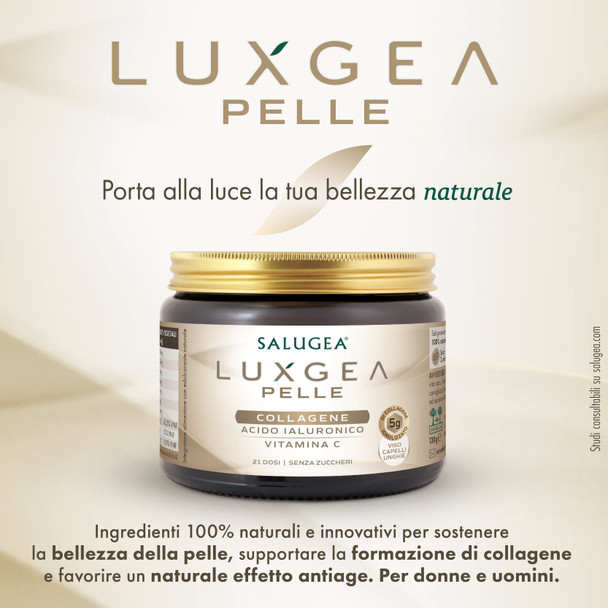 Salugea - LuxGea Pelle con Collagene e Acido Ialuronico 21 Dosi Confezione 130 Gr
