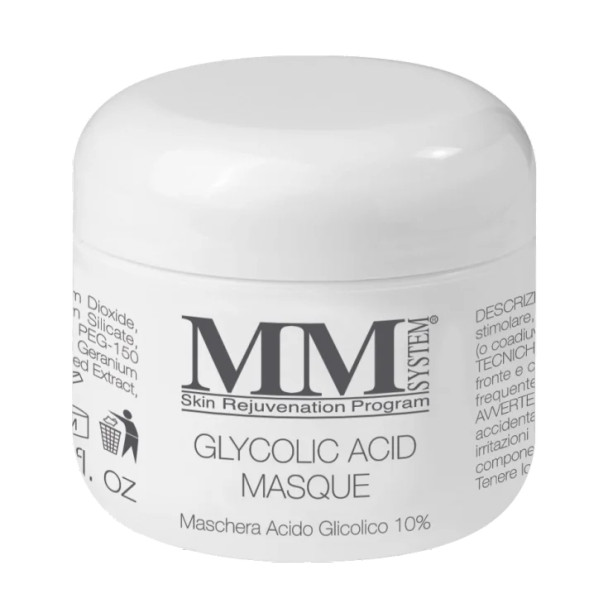 MM System Glycolic Acid Masque 10% Maschera Acido Glicolico Confezione 75 Ml  Maschera non comedogenica ideale per tutti i tipi di pelle, utile come trattamento coadiuvante per pelli acneiche e seborroiche