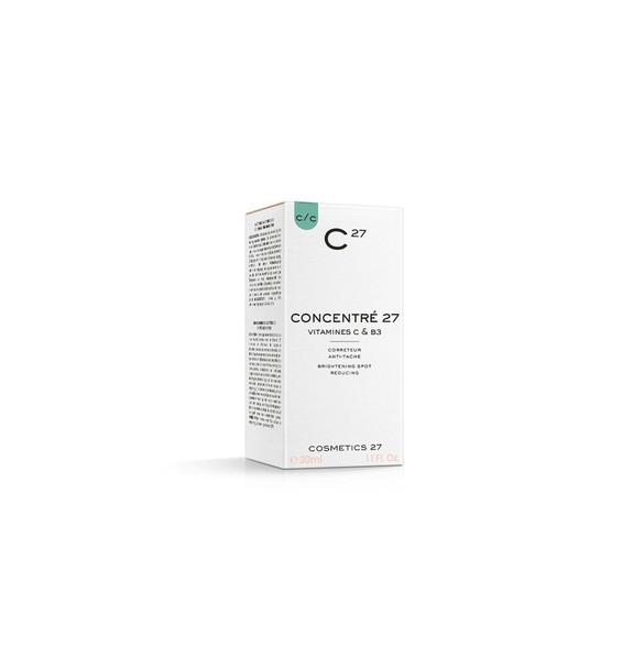 C27 Concentré 27 Siero Correttore Anti Macchie Confezione 30 Ml  Siero correttore ultraleggero che riduce macchie scure e imperfezioni, uniformando l’incarnato e migliorando la grana della pelle C27 Concentré 27 Siero Correttore Anti Macchie Confezione 30 Ml  Siero correttore ultraleggero che riduce macchie scure e imperfezioni, uniformando l’incarnato e migliorando la grana della pelle
