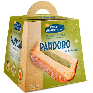 Piaceri Mediterranei - Pandoro Senza Glutine Gusto Pistacchio Confezione 700Gr