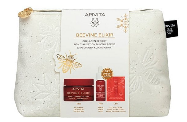 Apivita Beevine Elixir Cofanetto Antirughe Viso Occhi labbra  Confezione 3 Pezzi