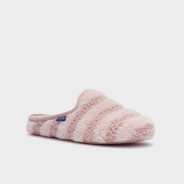 Scholl  - Maddy Rosa Chiaro Pantofola Donna Pelliccia Sintetica a Righe Numero 39