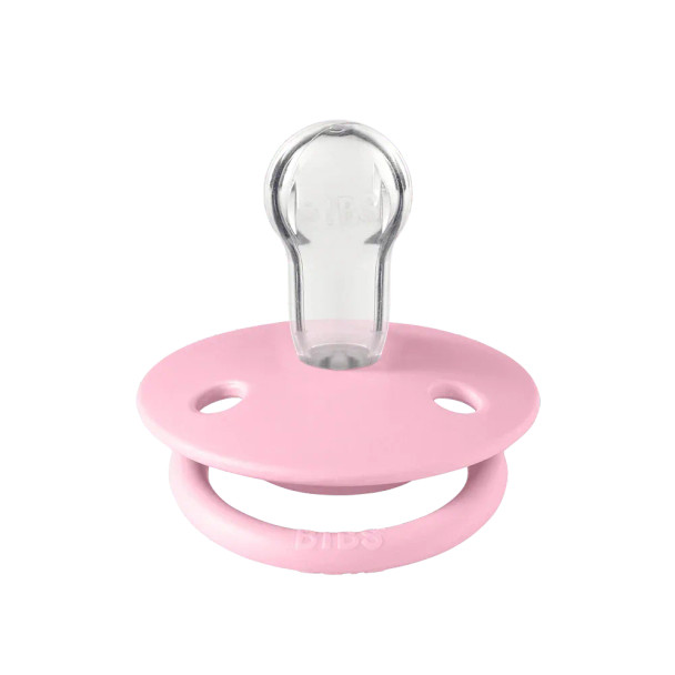 Bibs - Ciuccio De Lux Rotondo Silicone Avorio/Rosa Cipria 0-36 m Taglia Unica Confezione 2 Pezzi