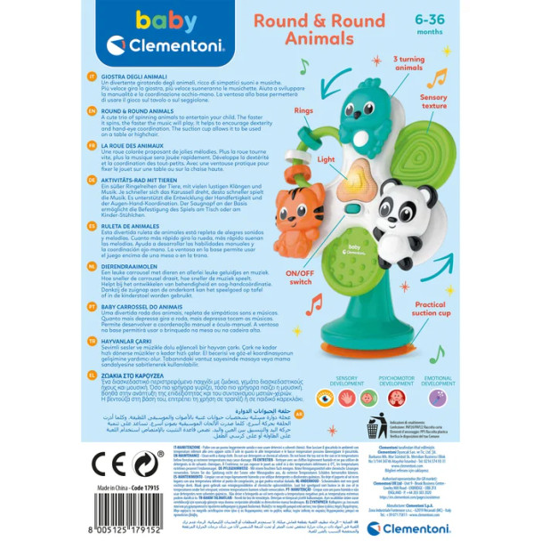 Clementoni - Giostra Round & Round da Tavolo Animali 12/36+ M