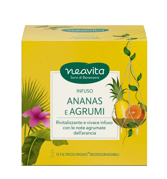 Neavita - Filtroscrigno Ananas e Agrumi Infuso Rivitalizzante e Vivace Confezione 15 Filtri