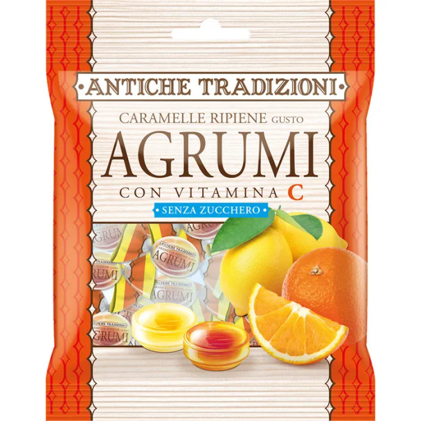 Antiche Tradizioni - Caramelle Ripiene Gusto Misto Limone e Arancia con Vitamina C Confezione 60 Gr