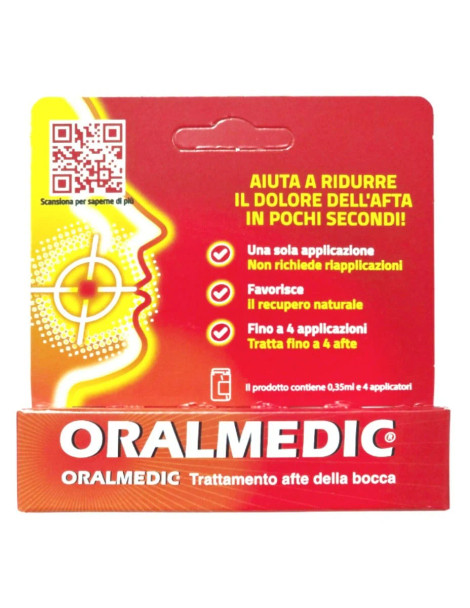 Oralmedic - Trattamento Afte Confezone 1 Flaconcino con 4 Applicatori