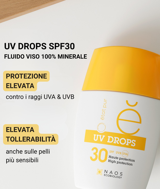 Etat Pur - Uv Drops SPF30 Fluido Viso Solare Confezione 30 Gr