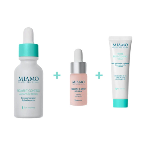 Miamo Protocollo Schiarente Profondo & Rivitalizzante Antimacchie Siero e Crema Confezione 3 Pezzi