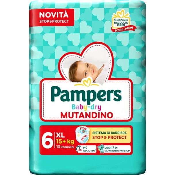 Pampers - Baby Dry Mutandino Taglia 6 15Kg+ Confezione 13 Pannolini