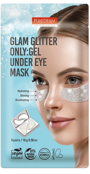 Purederm - Patch Contorno Occhi Idratante Con Glitter Azzurra In Hydrogel Confezione 6 Pezzi