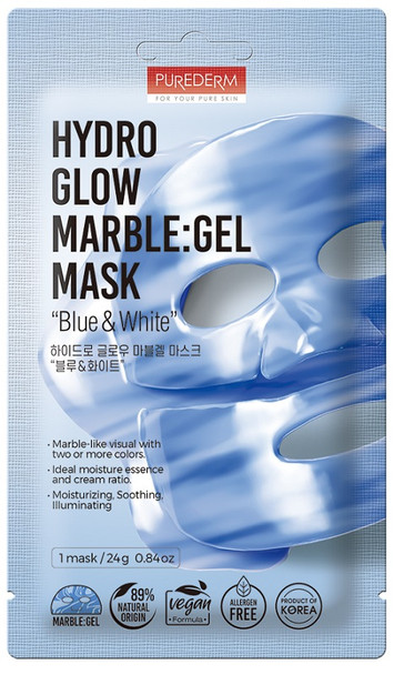 Purederm - Maschera Viso Glow Marble Effetto Marmo Idratante E Luminosa In Hydrogel Confezione 1 Pezzo