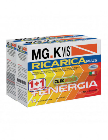 Mg K Vis - Ricarica Plus Integratore Ricostituente Confezione 28 Bustine