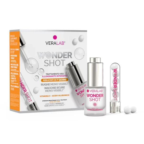 Veralab - Wonder Shot Siero Intensivo Viso Illuminante, Liftante E Rimpolpante + 7 Sfere Concentrate Con Vitamina C Confezione 15 Ml