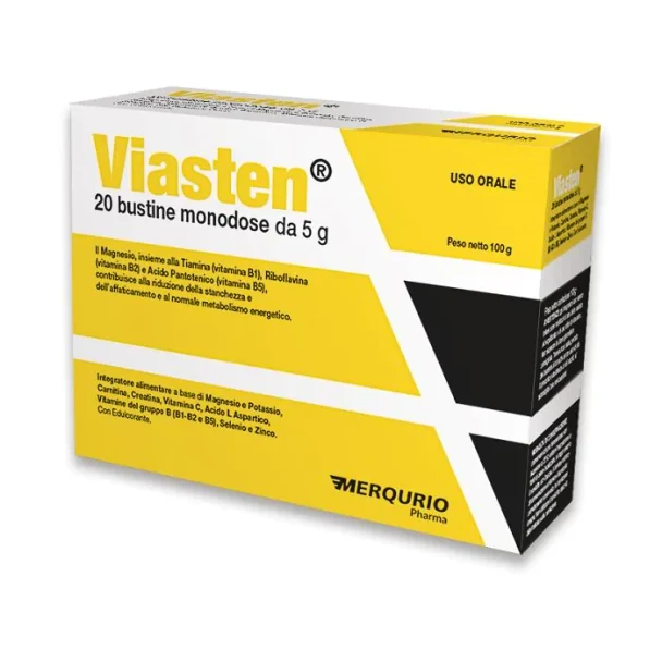 Viasten - Integratore A Base Di Magnesio E Potassio Contro Stanchezza Ed Affaticamento Confezione 20 Bustine