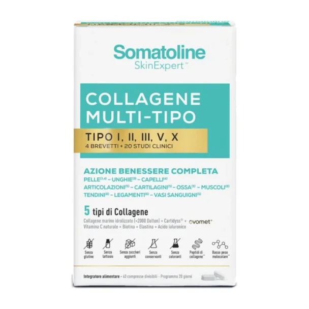 Somatoline - Collagene Multi Tipo I,II,III,V,X Integratore Azione Benessere Completa Confezione 40 Compresse