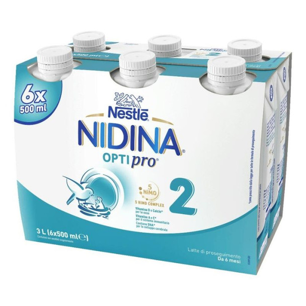 Nidina - Optipro 2 Liquido 6 Pezzi Confezione 500 Ml (Scadenza Breve 28/11/2026)