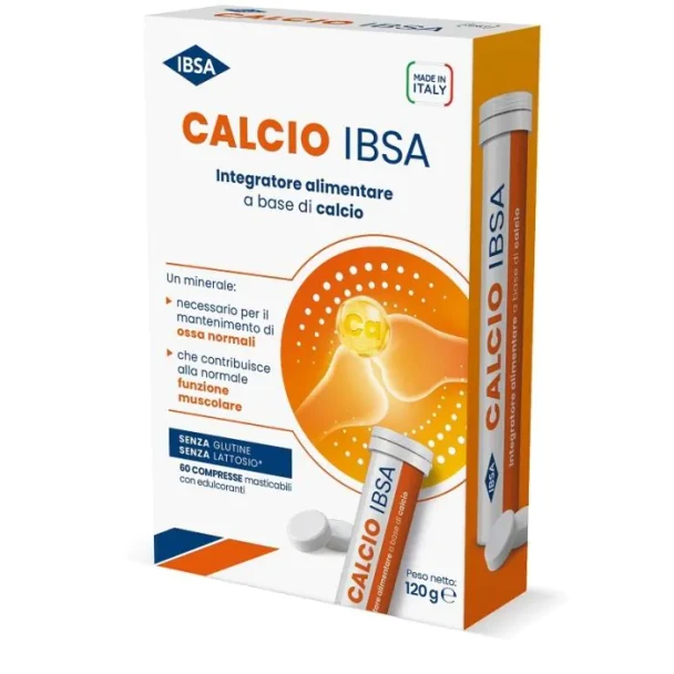 Ibsa - Calcio Integratore Alimentare Per Ossa E Funzione Muscolare Confezione 60 Compresse Masticabili