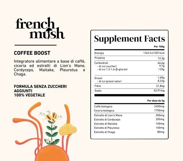 French Mush - Coffee Boost Bevanda Bio Caffè Energia E Concentrazione Confezione 60 Dosi