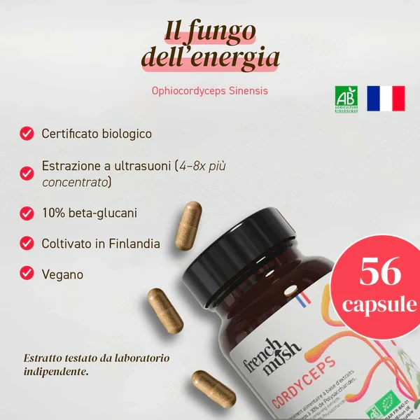 French Mush - Cordyceps Bio Integratore Per Energia, Resistenza E Vitalità Confezione 56 Capsule