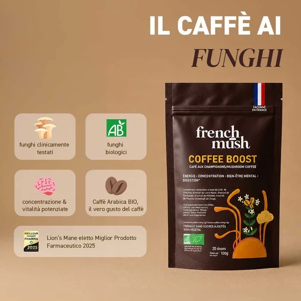 French Mush - Coffee Boost Bevanda Bio Caffè Energia E Concentrazione Confezione 20 Dosi