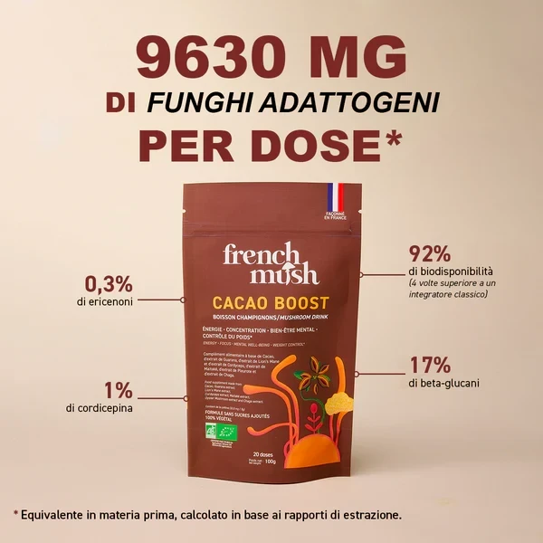 French Mush - Cacao Boost Bevanda Bio Cioccolato Energia E Concentrazione Confezione 60 Dosi