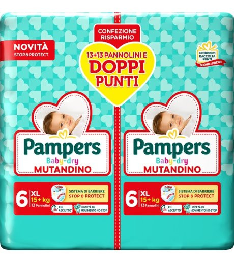 Pampers - Baby Dry Mutandino Duo Taglia 6 15Kg+ Confezione 26 Pannolini