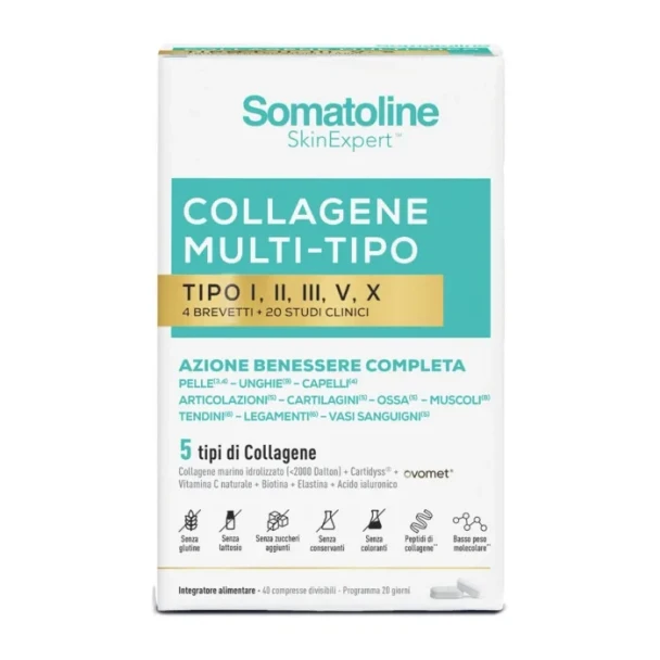 Somatoline - Collagene Multi Tipo I,II,III,V,X Integratore Azione Benessere Completa Confezione 60 Compresse