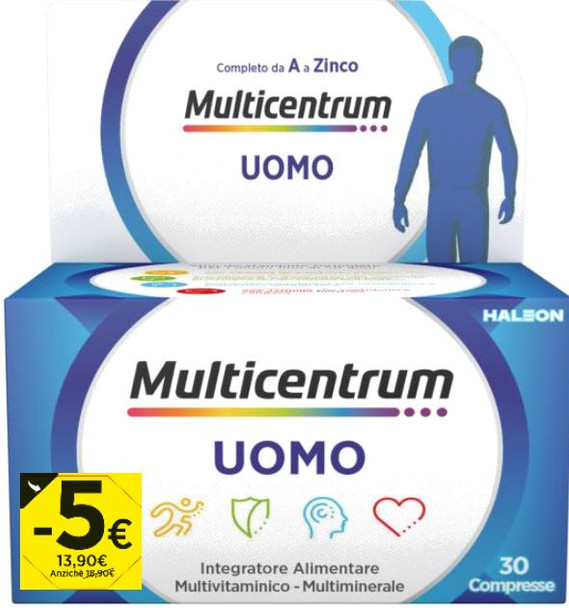 Multicentrum - Uomo Integratore Vitamine Confezione 30 Compresse PROMO