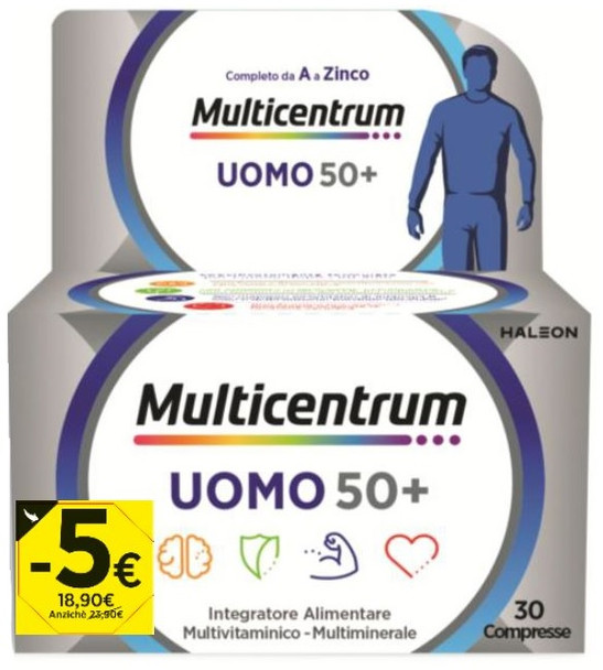 Multicentrum - Uomo 50+  Integratore Vitamine Confezione 30 Compresse PROMO