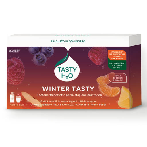 Tasty - H2O Integratore Difese Immunitarie Cofanetto Freddo E Caldo Confezione 16 Stick Assortiti