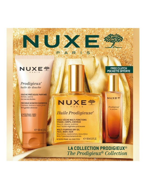 Nuxe - Cofanetto Natale Prodigieux Collection Olio Doccia+Huile Prodigieuse+Profumo Confezione 3 Pezzi