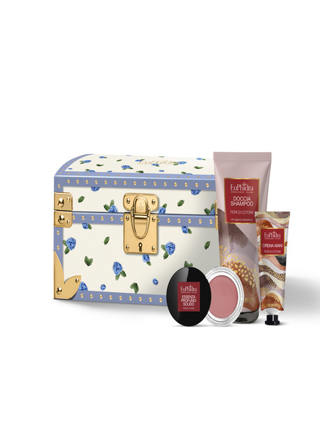 Euphidra - Cofanetto Natale Fazzoletto Ricamato Doccia Shampoo+Crema Mani+Profumo Solido Confezione 3 Pezzi