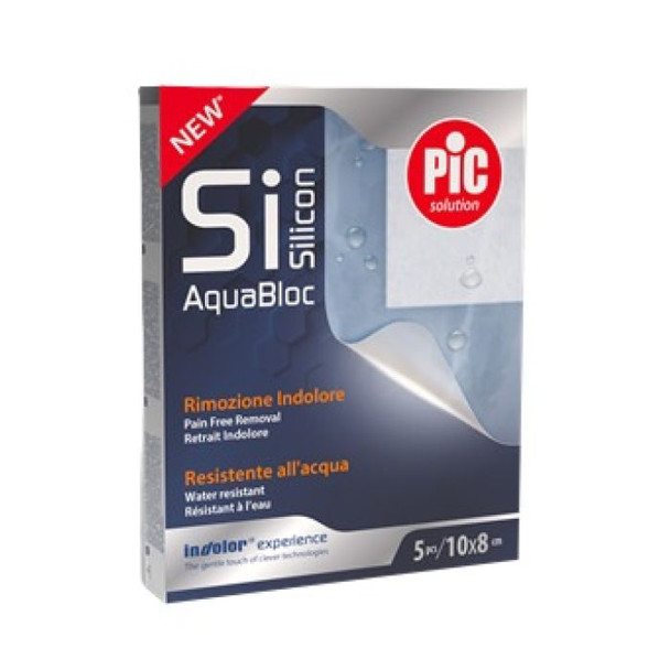 Pic - AquaBloc Silicon Cerotto Resistente All'Acqua Rimozione Indolore 10x8 Cm Confezione 5 Pezzi