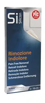 Pic - Si Silicon Cerotto Resistente All'Acqua Rimozione Indolore 10x25 Cm Confezione 3 Pezzi