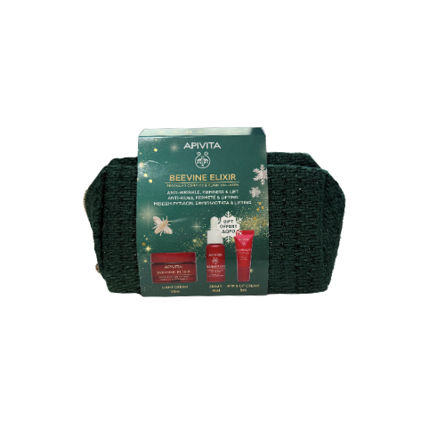 Apivita - Cofanetto Natale Beevine Elixir Crema Leggera Anti-Rughe+Siero+Contorno Occhi Labbra  Confezione 3 Pezzi