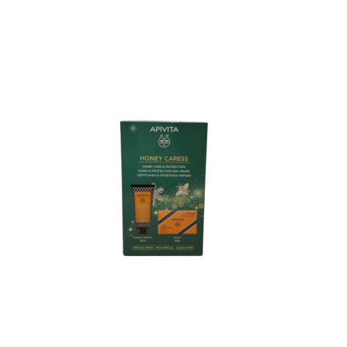 Apivita - Cofanetto Natale Honey Caress Crema Mani+Saponetta Solida Al Miele Confezione 2 Pezzi