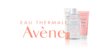 Banner Avène dermocosmetica con trattamenti lenitivi per pelle sensibile