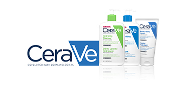 Banner CeraVe dermocosmetica con trattamenti idratanti e riparatori per la barriera cutanea