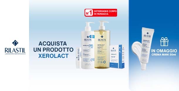 ACQUISTA UN PRODOTTO XEROLACT E OTTIENI SUBITO L'OMAGGIO DEL BRAN RILASTIL.