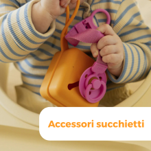 Linea BIBS Accessori per succhietti: clip per ciuccio e portaciuccio per una conservazione pratica e sicura