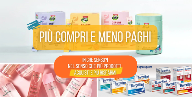 Offerta più compri meno paghi su cosmetici e prodotti selezionati