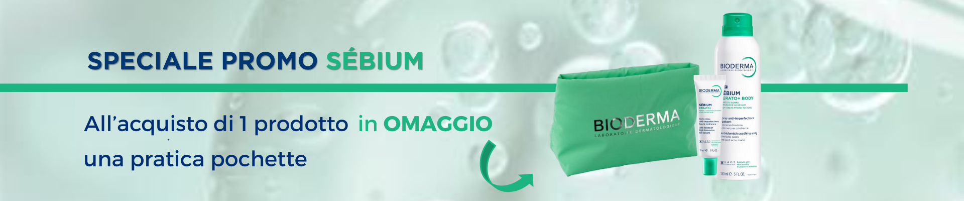Immagine promo bioderma omaggio pochette con acquisto di un prodotto della linea sebium