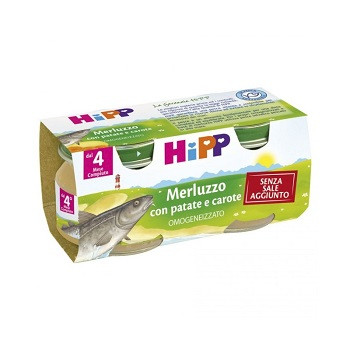 Hipp - Omogeneizzato Gusto Merluzzo Carote e Patate Biologico Confezione 2X80 Gr