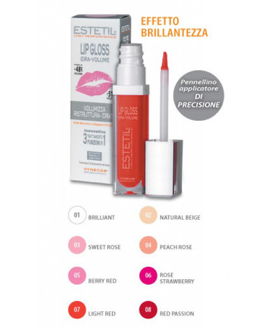 Estetil - Lipgloss Idravolume 3 Funzioni In 1 Colorazione 7 Confezione Stick 6,5 Ml