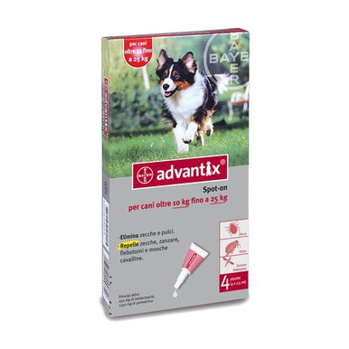 Advantix - Antiparassitario Spot On per Cani 10-25 Kg Confezione 4 Pipette