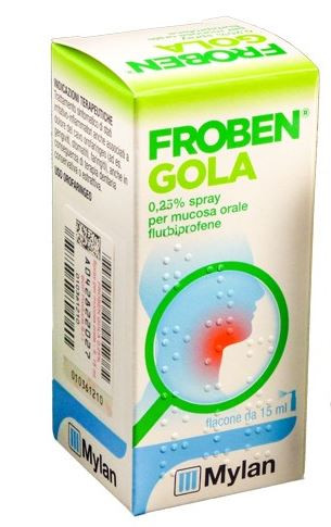 Froben - Gola Spray per Mucosa Orale 0,25% Confezione 15 Ml