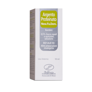 New Fa.Dem. - Argento Proteinato Bambini 0,5% Gocce Nasali e Auricolari Confezione 10 Ml