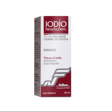 New Fa.Dem. - Iodio Soluzione Cutanea Alcolica I Antisettico Antimicotico Confezione 20 ml