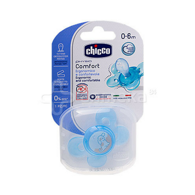 Chicco - Succhietto Physio Comfort Silicone Boy 0/6M+ Confezione 1 Pezzo